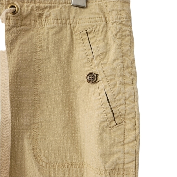 𝅺COTTON Textured Khaki Capris Cropped Trousers Lady Hathaway Drawstring SZ 8 - Picture 5 of 11